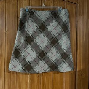 Plaid A-Line Skirt in Brown and Red